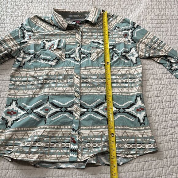 Rock & Roll Denim Aztec Print Snap Shirt Women’s Size XXL - Picture 9 of 10